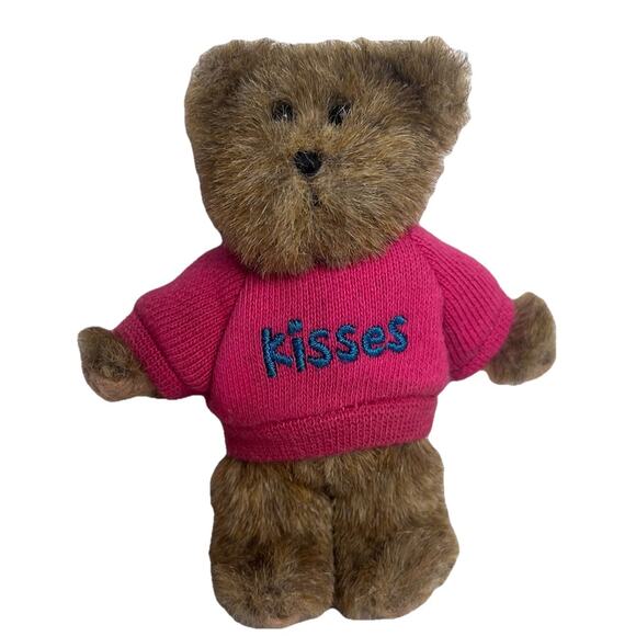 Boyds Bear Thinkin of Ya Mini 4" Message Kisses Pink Purple Sweater HTF Rare - Picture 1 of 14